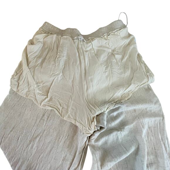 Mable Cream Linen Blend Wide Leg Pleated Pants Women's Large Minimalist Coastal - Picture 6 of 15